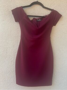 Lulu's Cheers to This Dress Plum Wine Off the Shoulder V Neck Mini Fitted